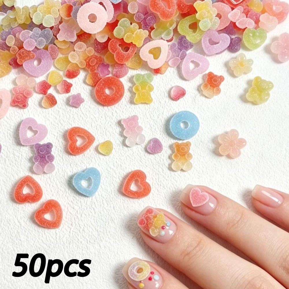 50 個グミキャンディベアハートドーナツネイルチャームかわい - Gummy Candy のレビューと価格
