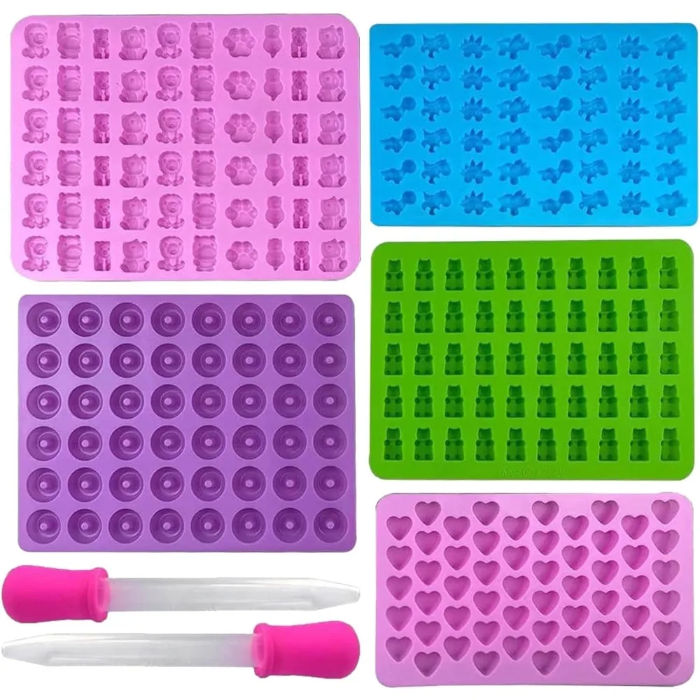 5 個のキャンディシリコンモールド 2 ドロッパーセット付き - Gummy Candy のレビューと価格